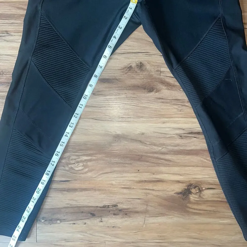 Spalding Black Athletic High Rise Active Leggings Size Large Stretch Workout